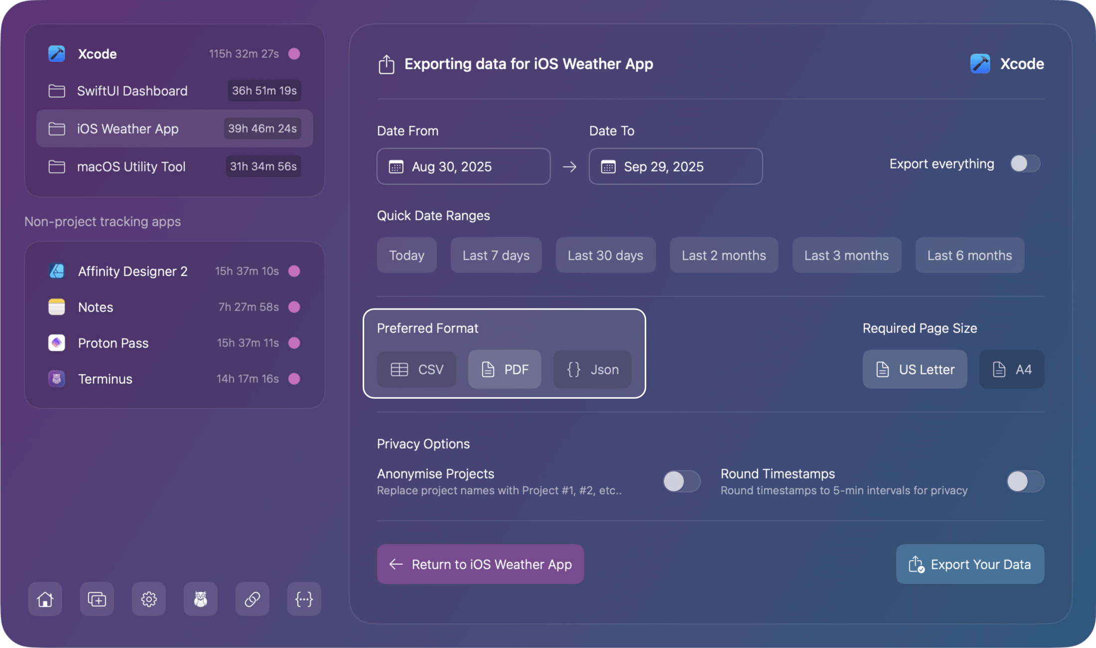 Chronode - Data exporting file formats