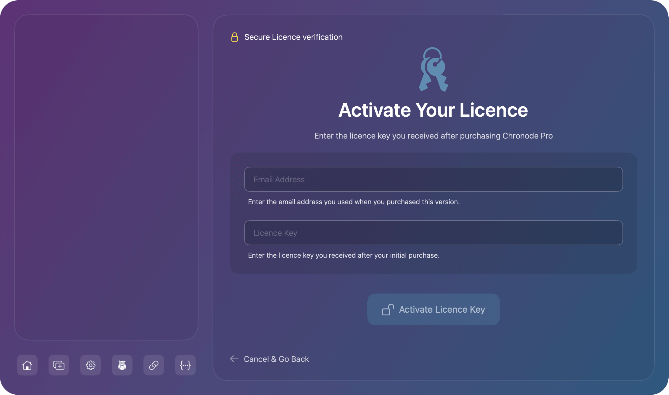 Activating a Chronode Pro licence